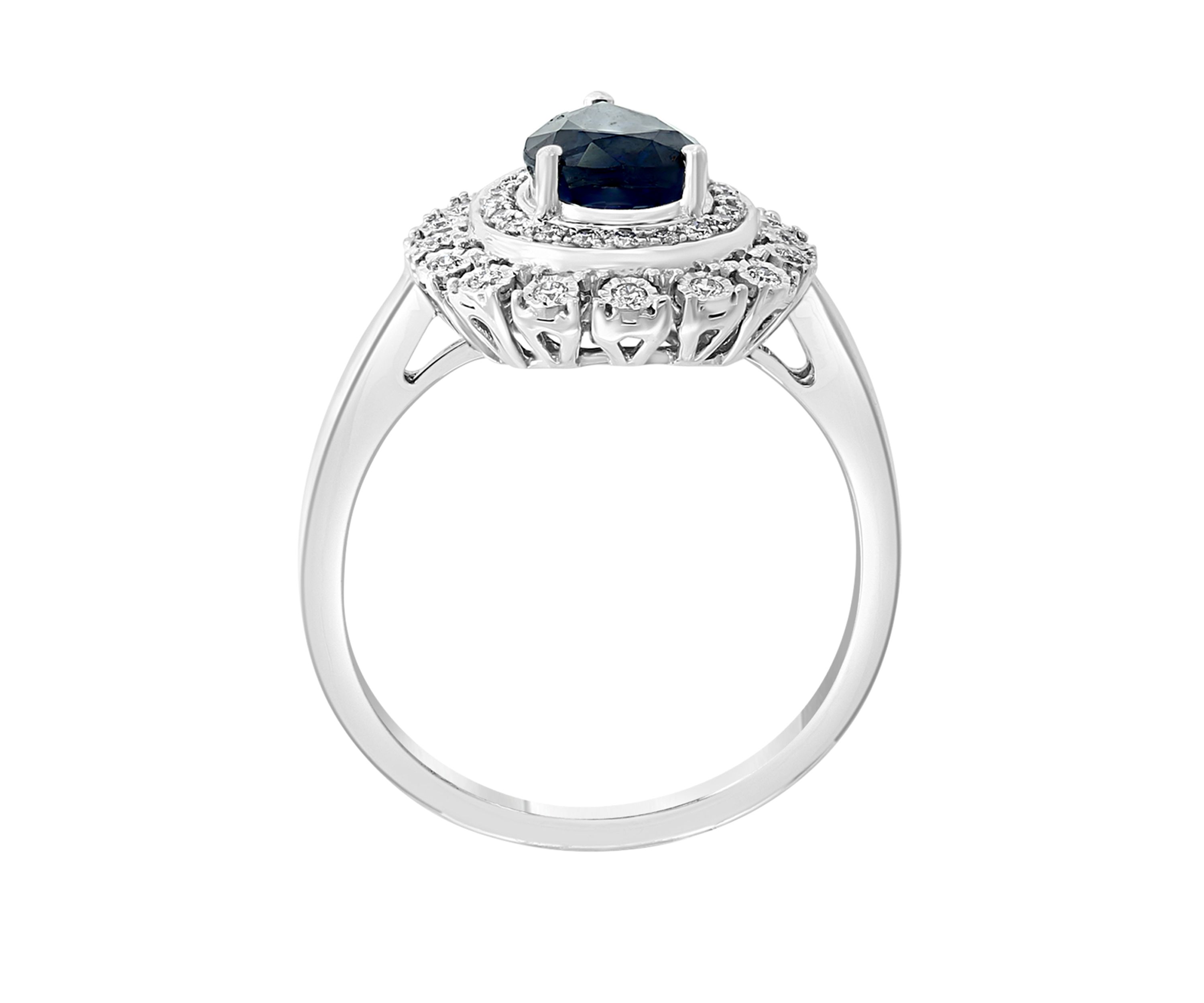 1/5 ct. t.w. Diamond and 1.33 ct. t.w. Natural Sapphire Ring in 14K White Gold 