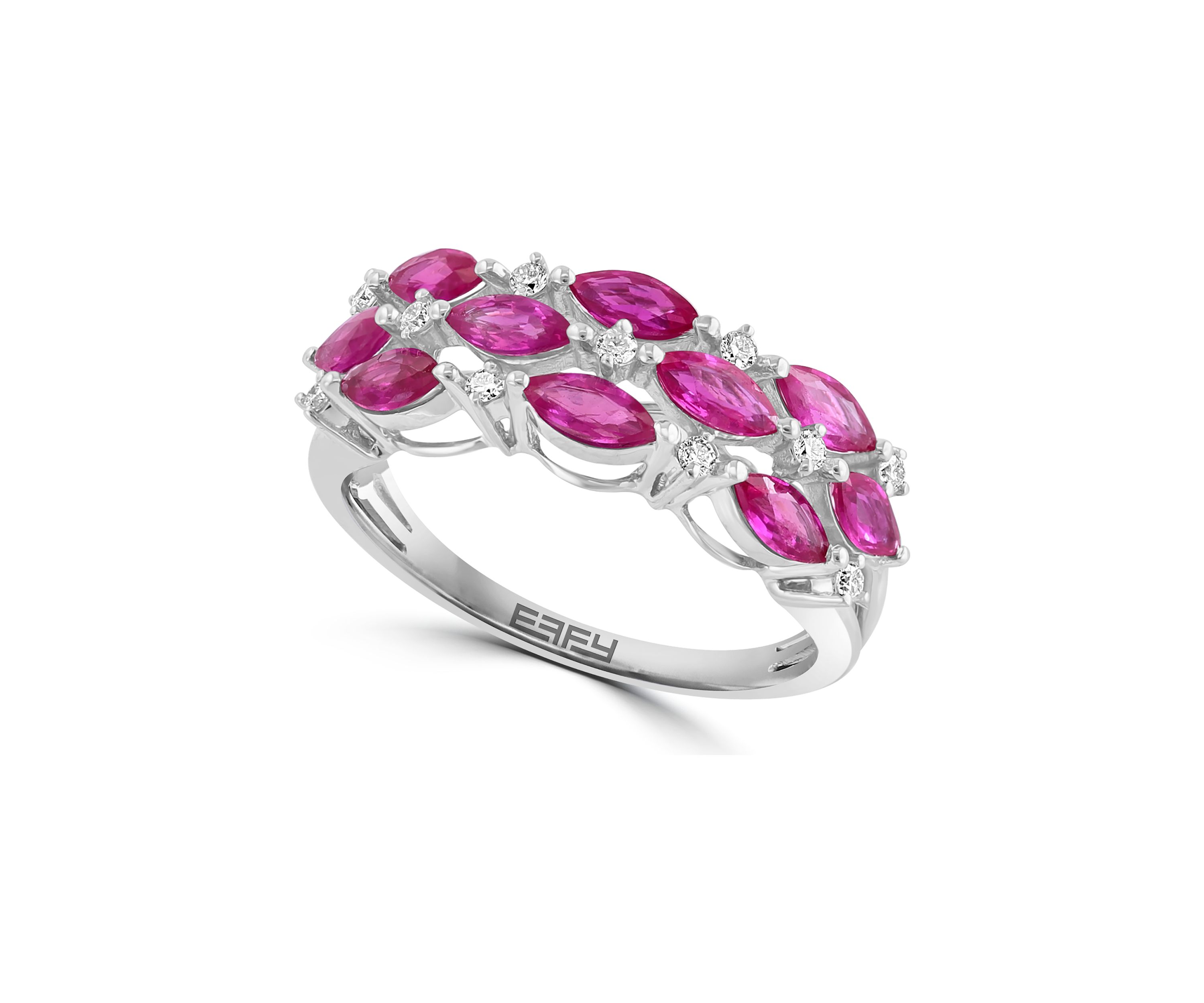 1/8 ct. t.w. Diamond and Ruby Ring in 14K White Gold