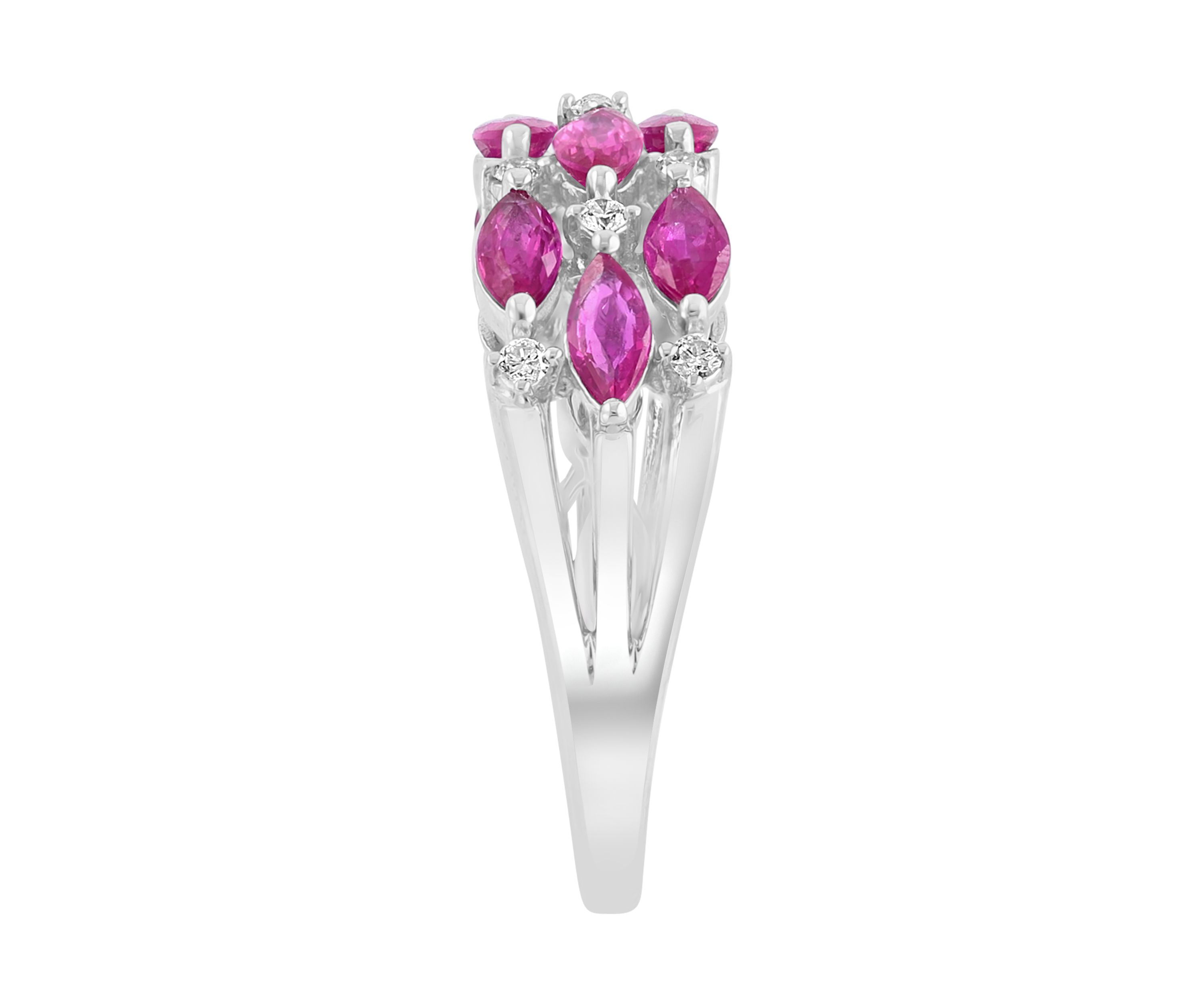 1/8 ct. t.w. Diamond and Ruby Ring in 14K White Gold