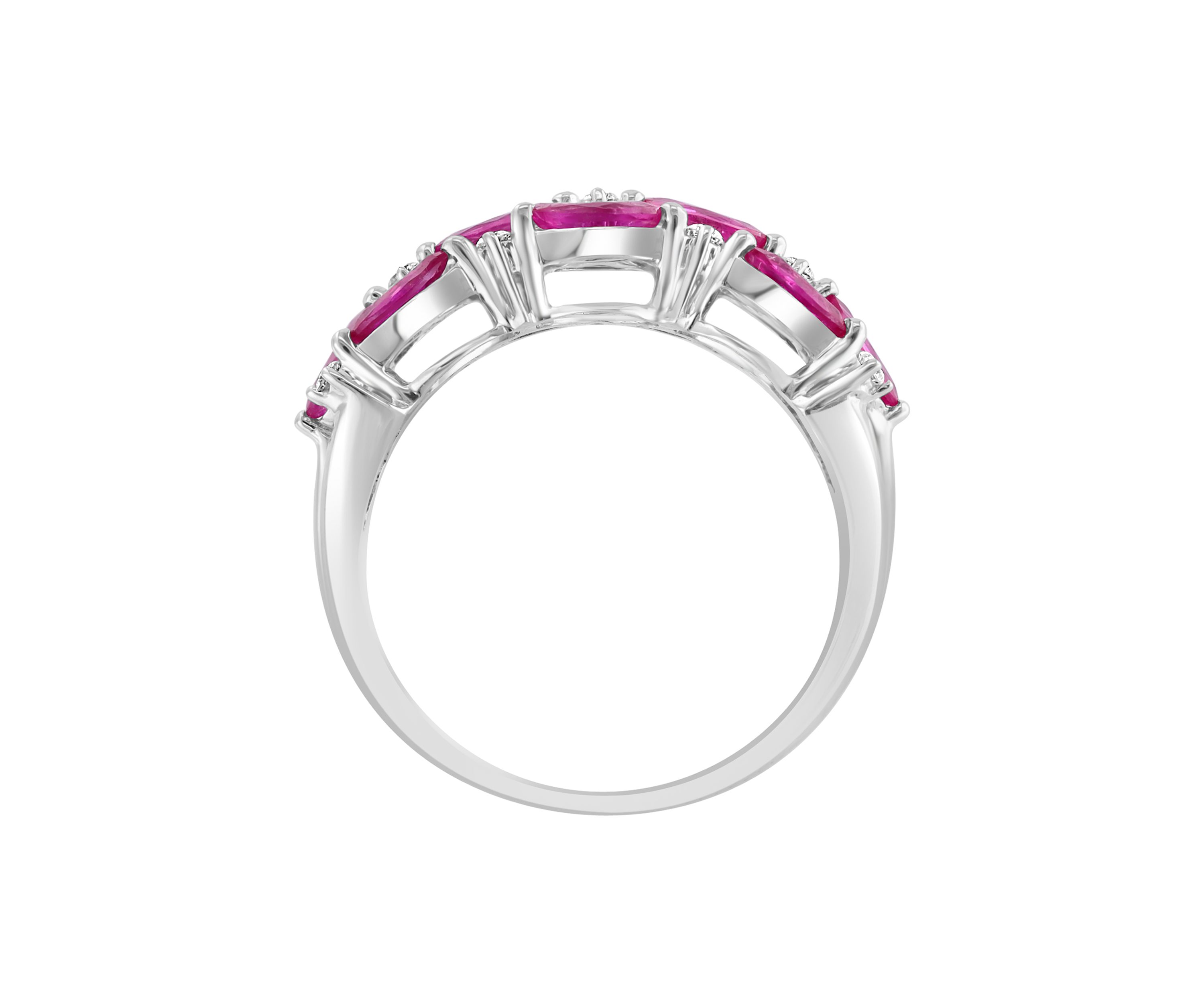 1/8 ct. t.w. Diamond and Ruby Ring in 14K White Gold