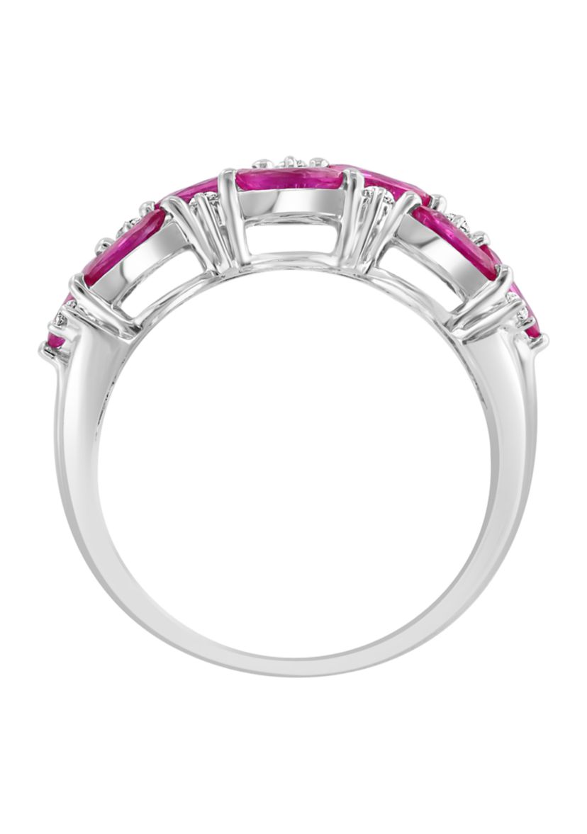 1/8 ct. t.w. Diamond and Ruby Ring in 14K White Gold