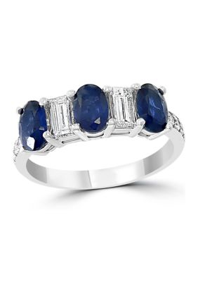 Effy 3/8 Ct. T.w. Diamond And 1.71 Ct. T.w. Sapphire Ring In 14K White Gold -  0191120347264