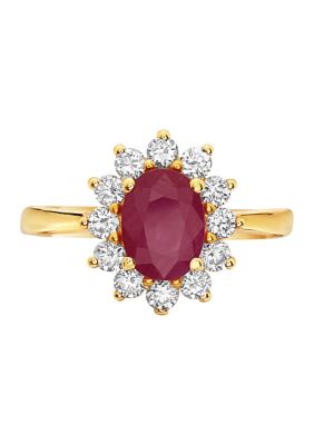 Effy 1.33 ct. t.w. Ruby and 1/2 ct. t.w. Diamond Ring in 14K Yellow Gold, 7