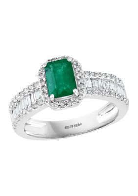 Effy 5/8 Ct. T.w. Diamond And 1 Ct. T.w. Emerald Ring In 14K White Gold, 7 -  0607649875657