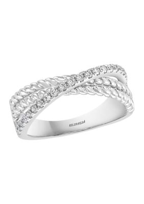 Effy 1/4 Ct. T.w. Diamond X-Band Ring In 14K White Gold, 7 -  0191120389707
