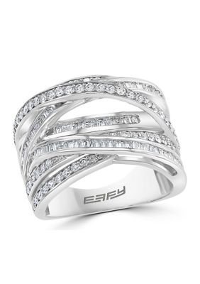 Effy 1.12 ct. t.w. Diamond Crossover Ring in Sterling Silver, 7