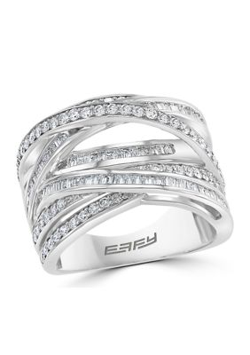 Effy 1.12 Ct. T.w. Diamond Crossover Ring In Sterling Silver