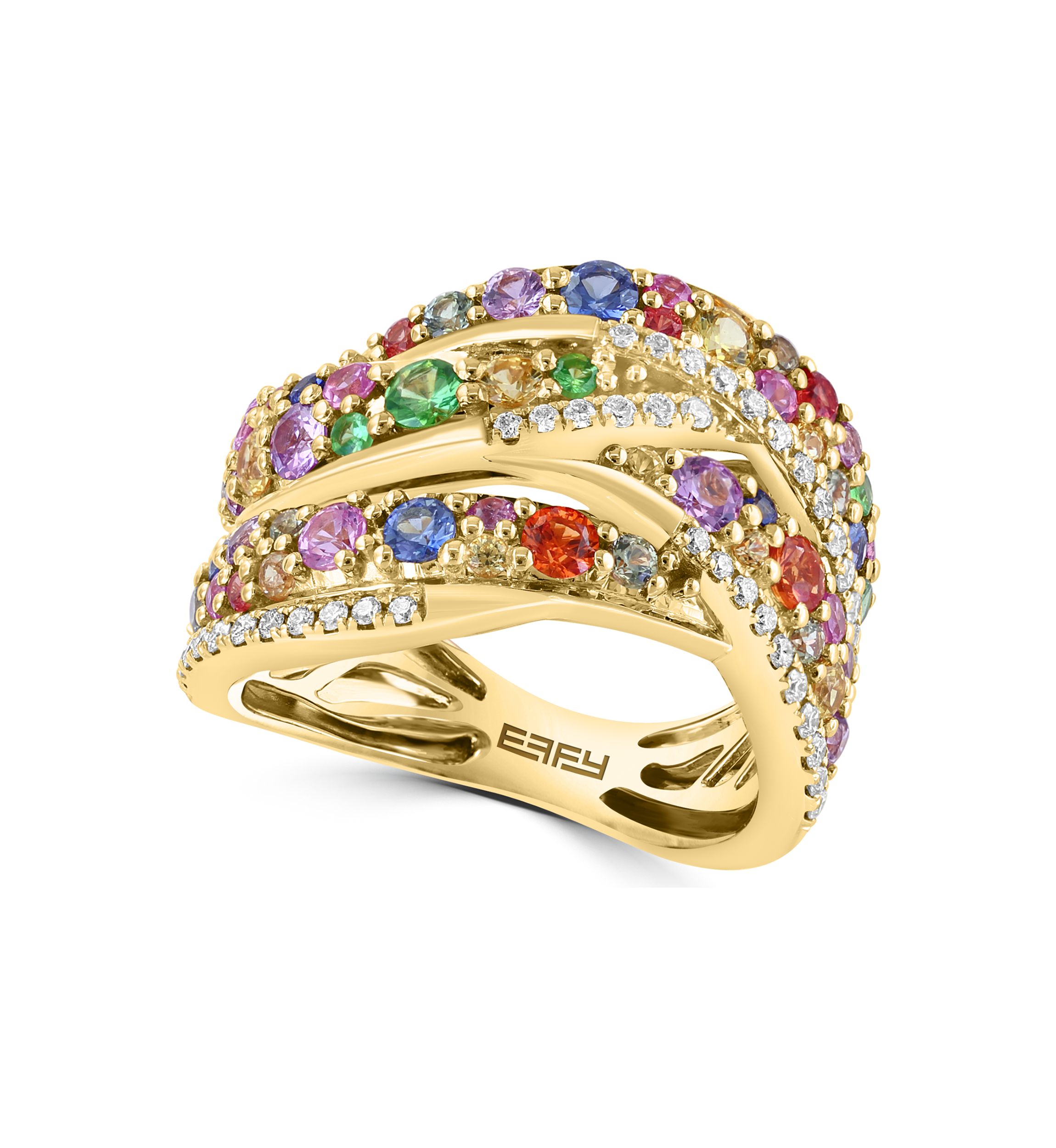 1/4 ct. t.w. Multi Sapphire, 2.28 ct. t.w. Diamond, Tsavorite Ring in 14K Yellow Gold