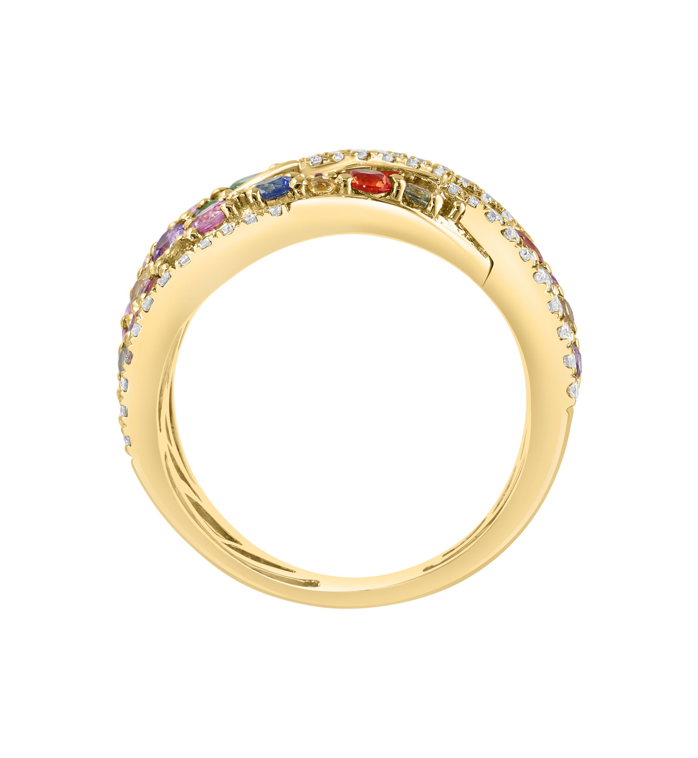 1/4 ct. t.w. Multi Sapphire, 2.28 ct. t.w. Diamond, Tsavorite Ring in 14K Yellow Gold