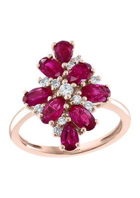 Effy 1/5 ct. t.w. Diamond and 2.45 ct. t.w. Ruby Ring in 14K Rose Gold, 7 -  0191120492957