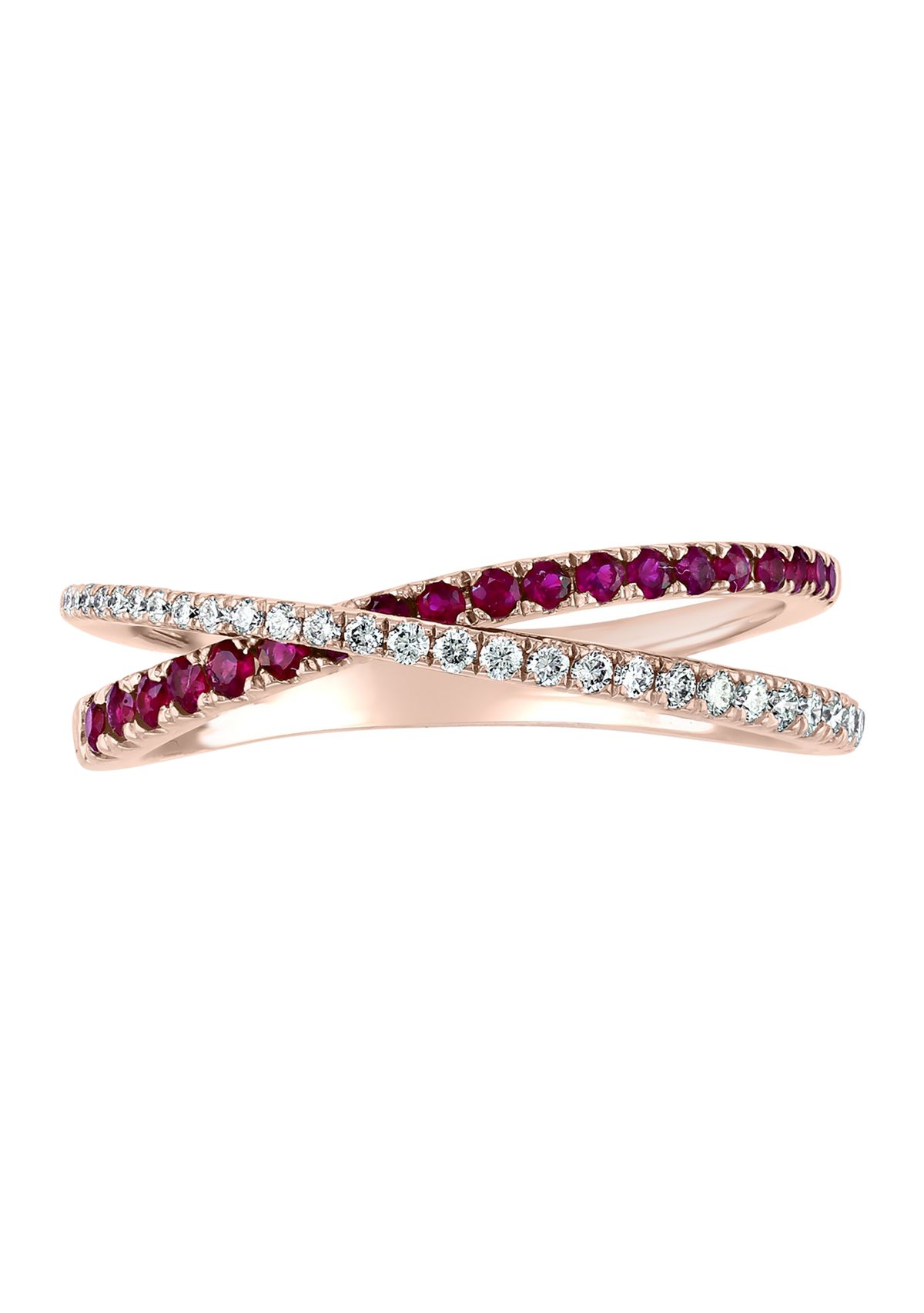 1/6 ct. t.w. Diamond and 1/4 ct. t.w. Ruby Ring in 14K Rose Gold 