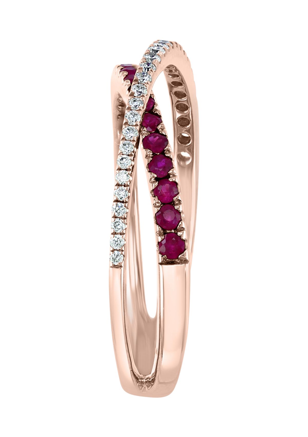 1/6 ct. t.w. Diamond and 1/4 ct. t.w. Ruby Ring in 14K Rose Gold 