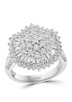 Effy 1.5 Ct. T.w. Diamond Miracle Set Cluster Ring In 14K White Gold, 7 -  0191120492551