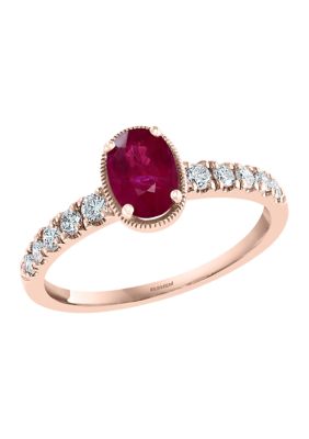 Effy 1/4 Ct. T.w. Diamond And 1/2 Ct. T.w. Ruby Ring In 14K Rose Gold, 7 -  0191120504544