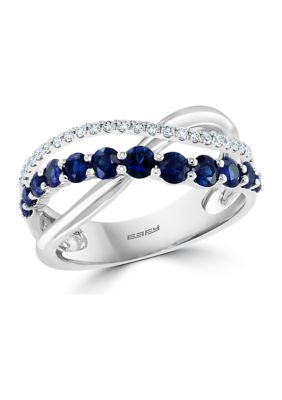 Effy 7/8 Ct. T.w. Natural Sapphires And 1/5 Ct. T.w. Diamonds Ring In Sterling Silver
