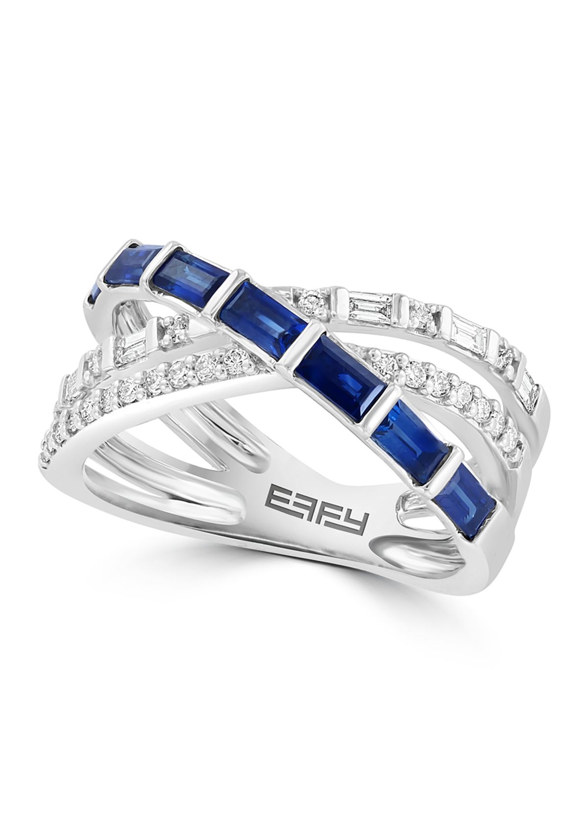 14K White Gold Diamond and Natural Sapphire Ring 