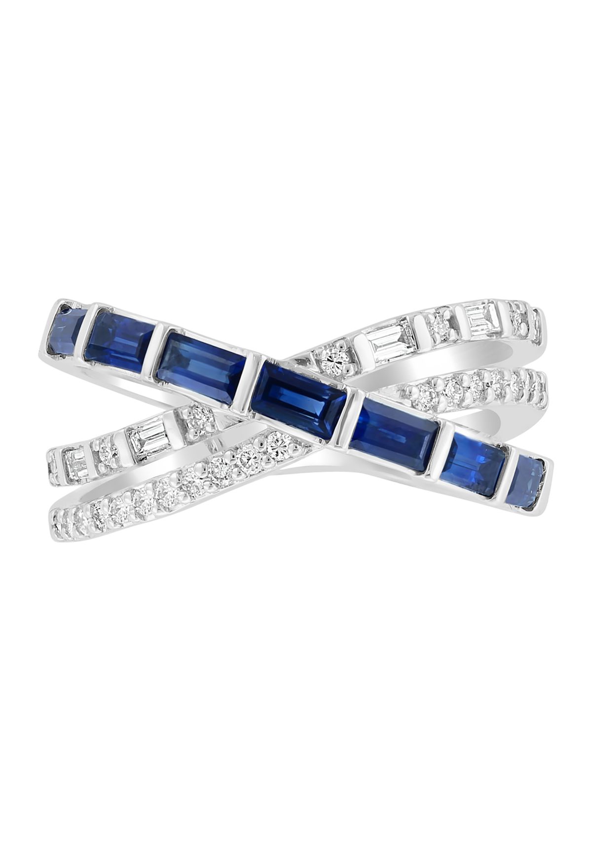 14K White Gold Diamond and Natural Sapphire Ring 