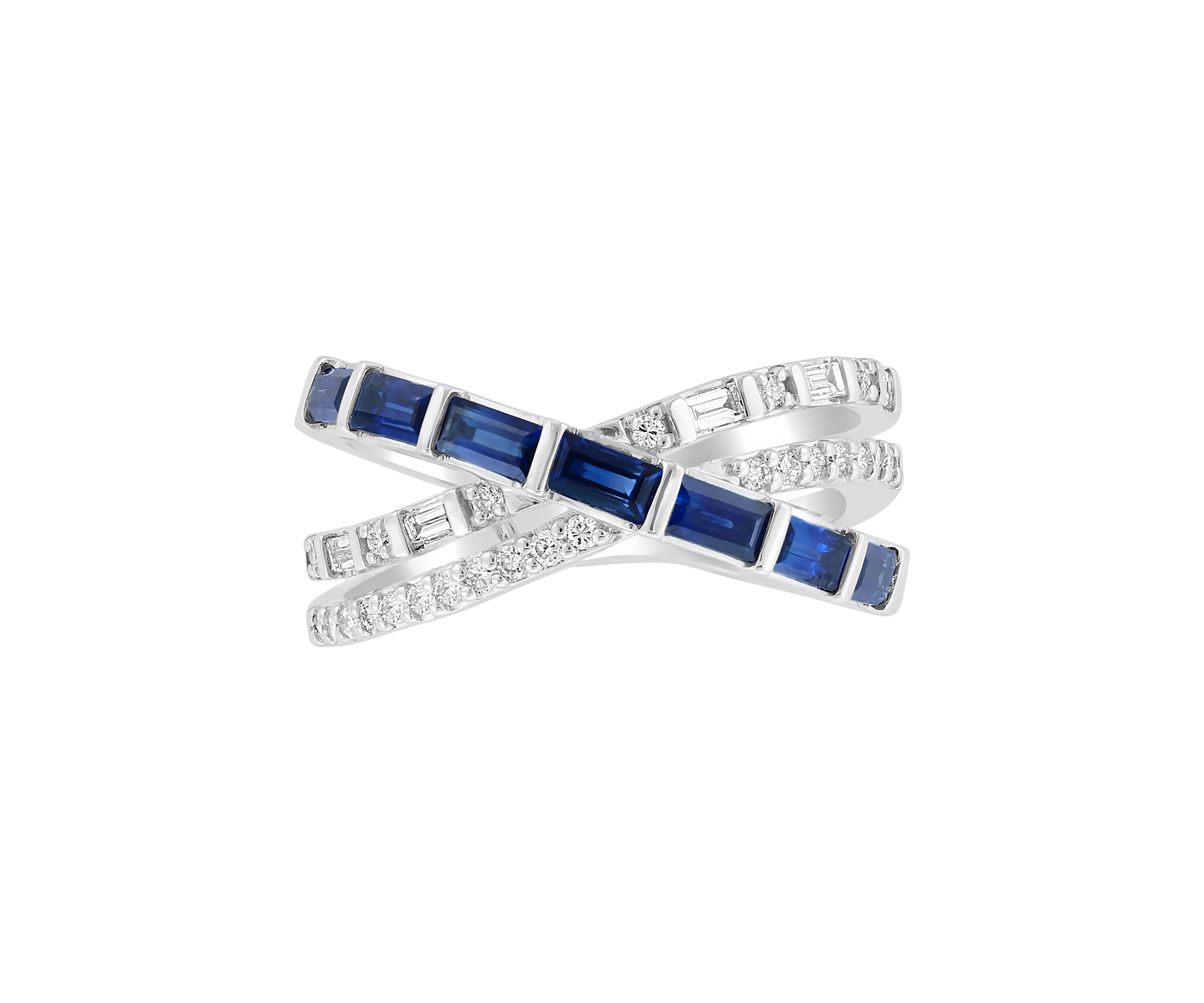14K White Gold Diamond and Natural Sapphire Ring 