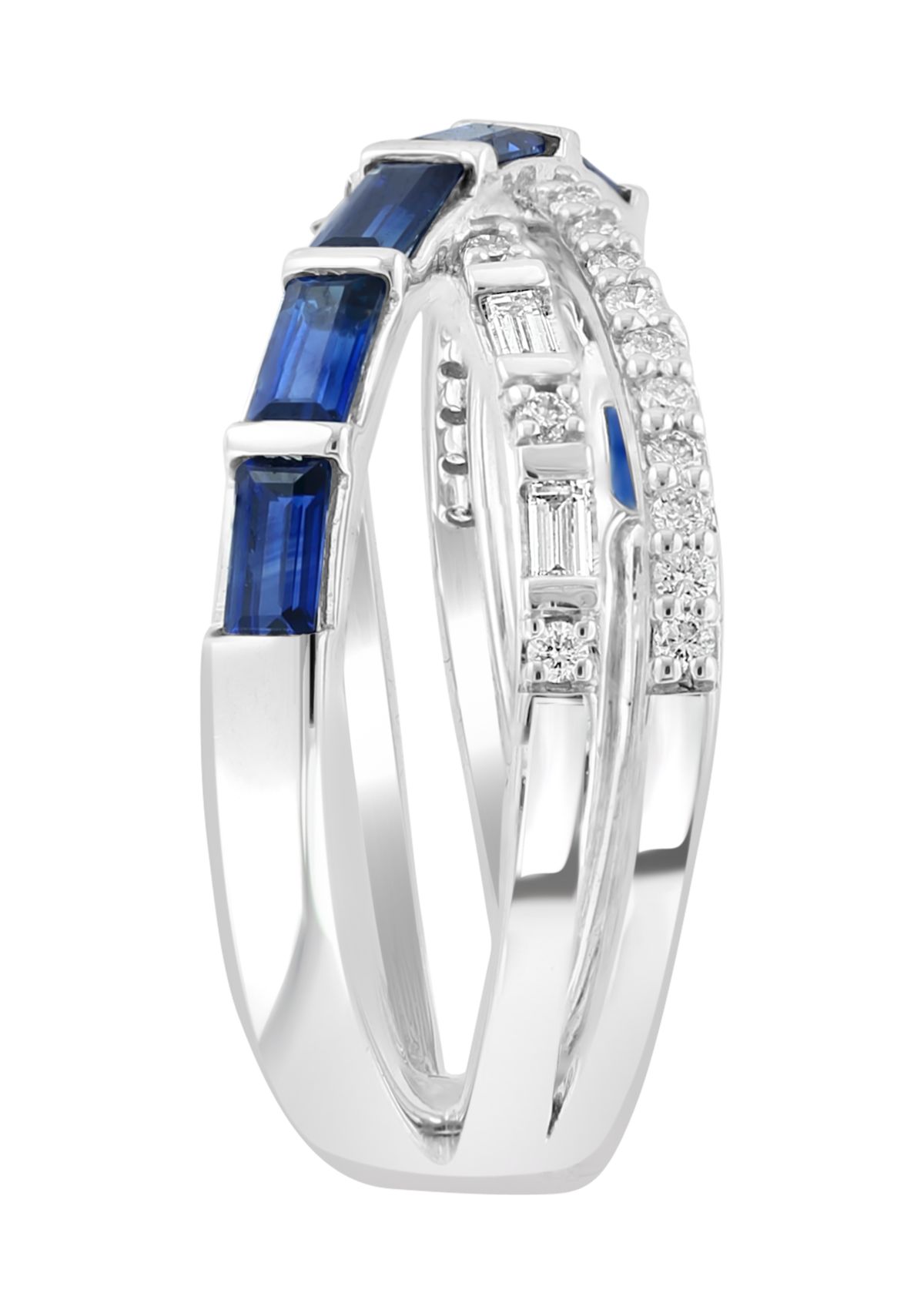 14K White Gold Diamond and Natural Sapphire Ring 