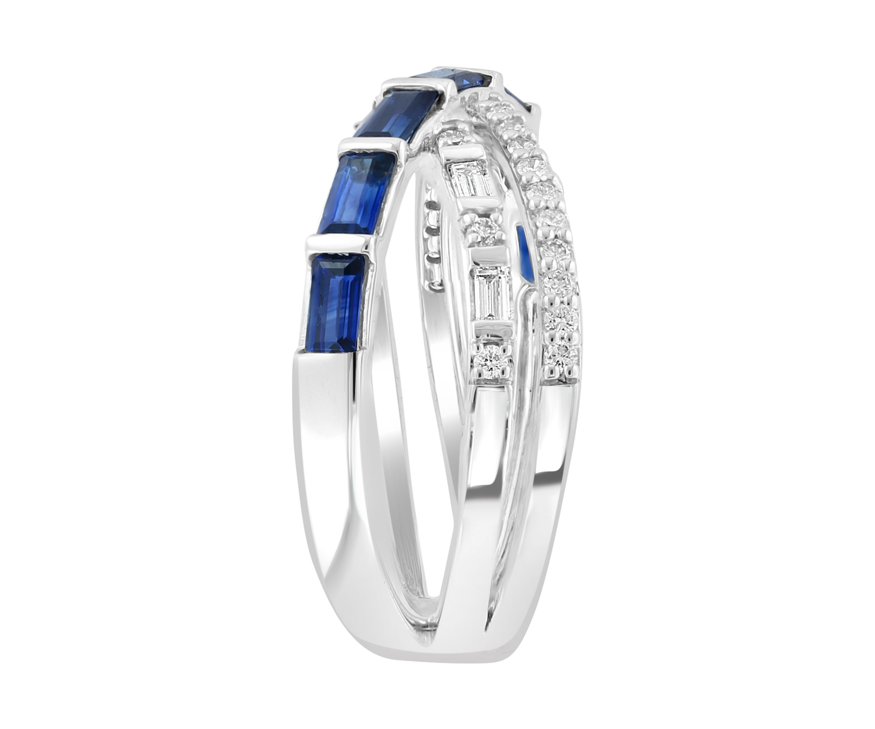 14K White Gold Diamond and Natural Sapphire Ring 