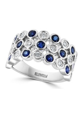 Effy Diamond And Natural Sapphire Ring In Sterling Silver