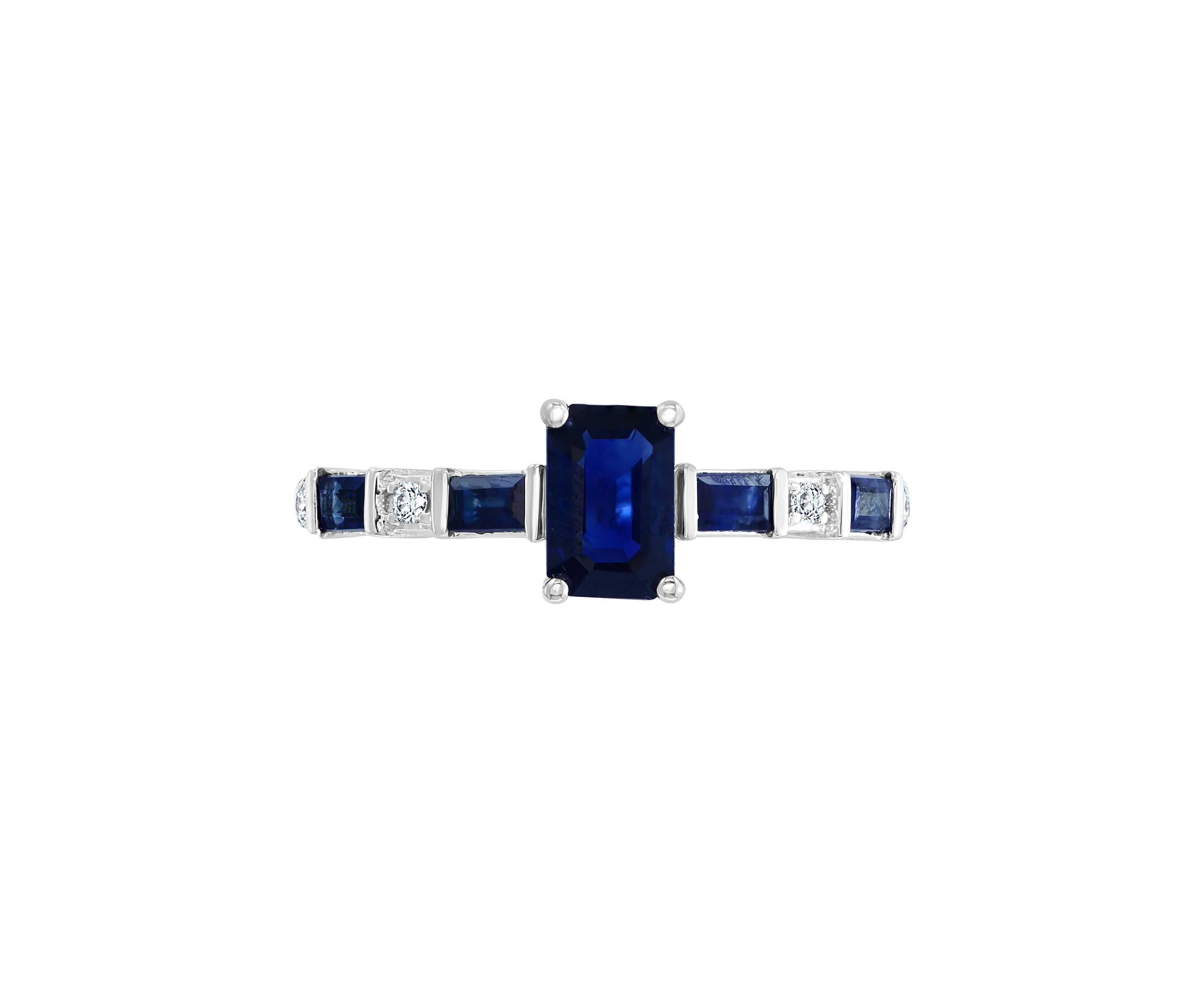 Diamond and Natural Sapphire Ring in 14K White Gold