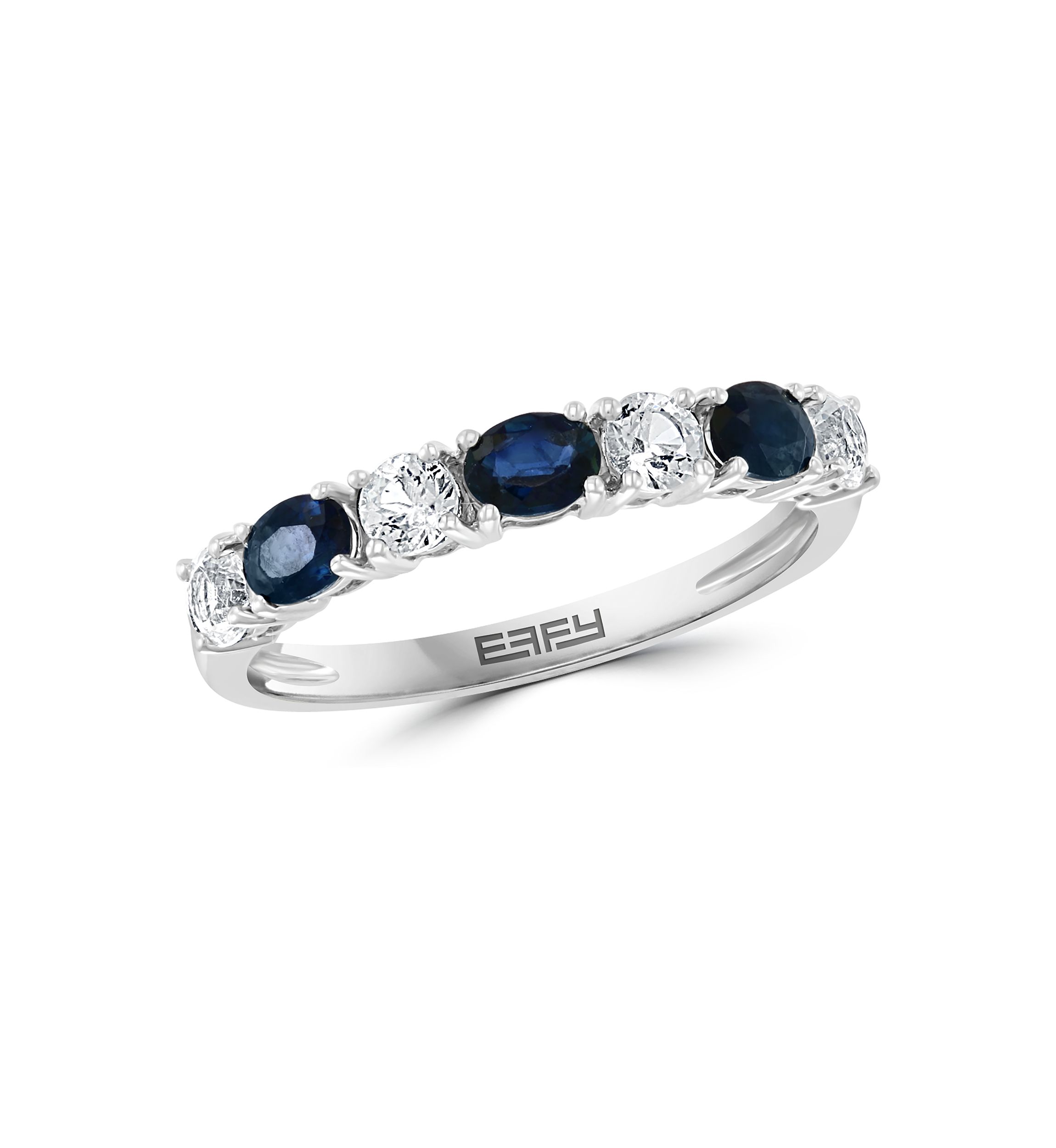 Natural Sapphire, White Sapphire Ring in 14K White Gold 