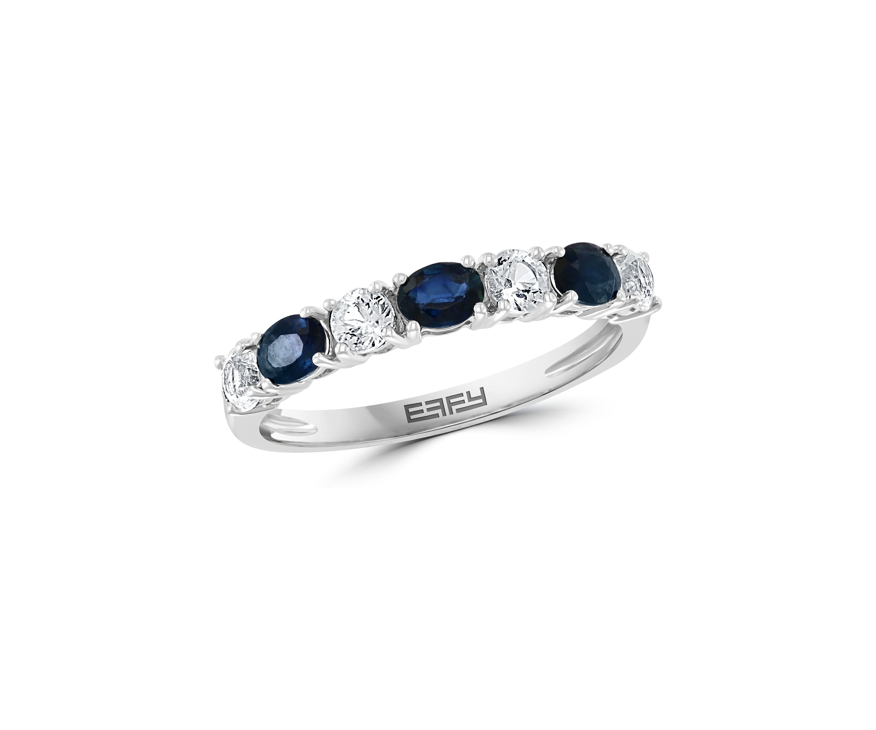 Natural Sapphire, White Sapphire Ring in 14K White Gold 