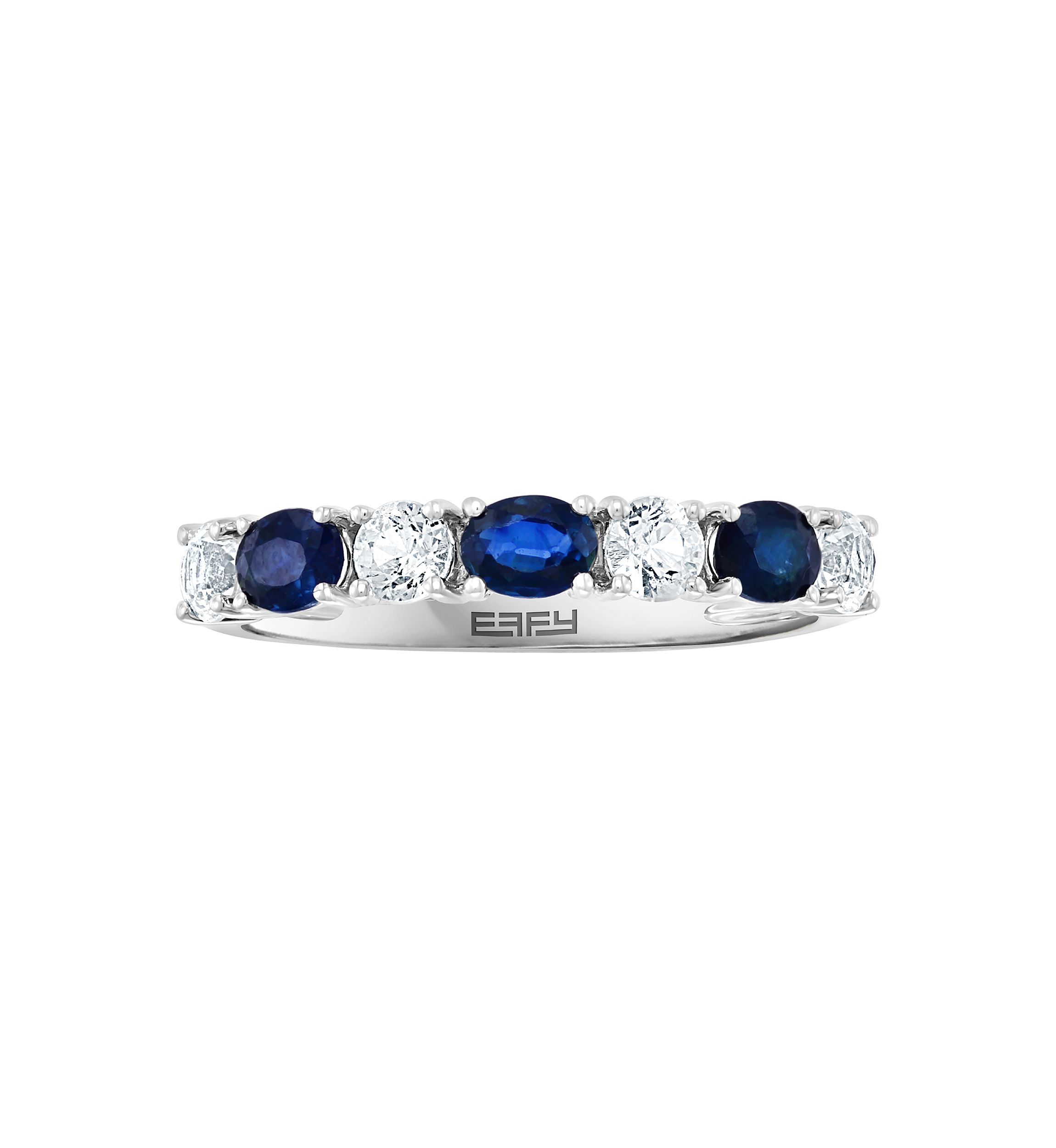 Natural Sapphire, White Sapphire Ring in 14K White Gold 