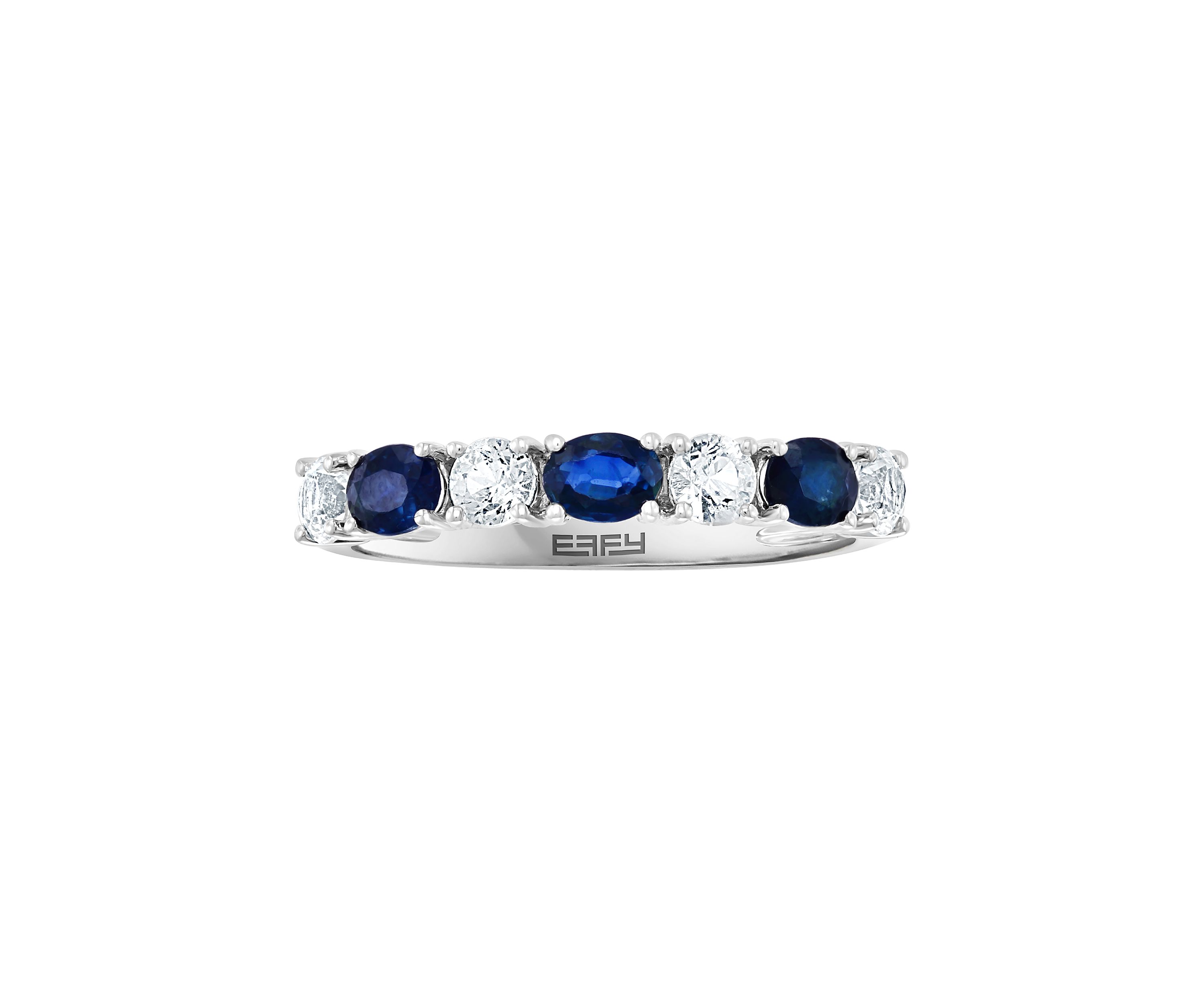 Natural Sapphire, White Sapphire Ring in 14K White Gold 