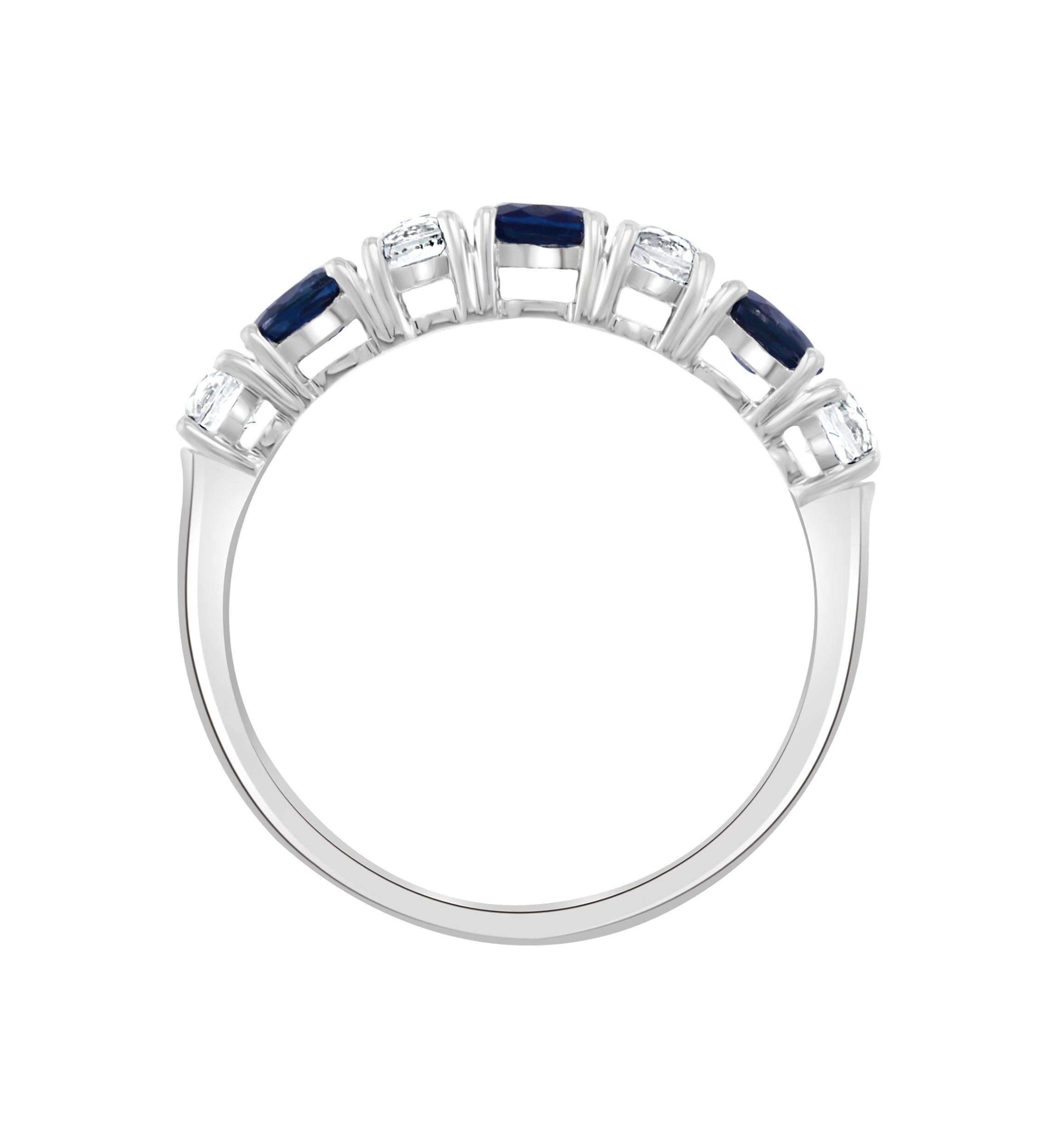 Natural Sapphire, White Sapphire Ring in 14K White Gold 