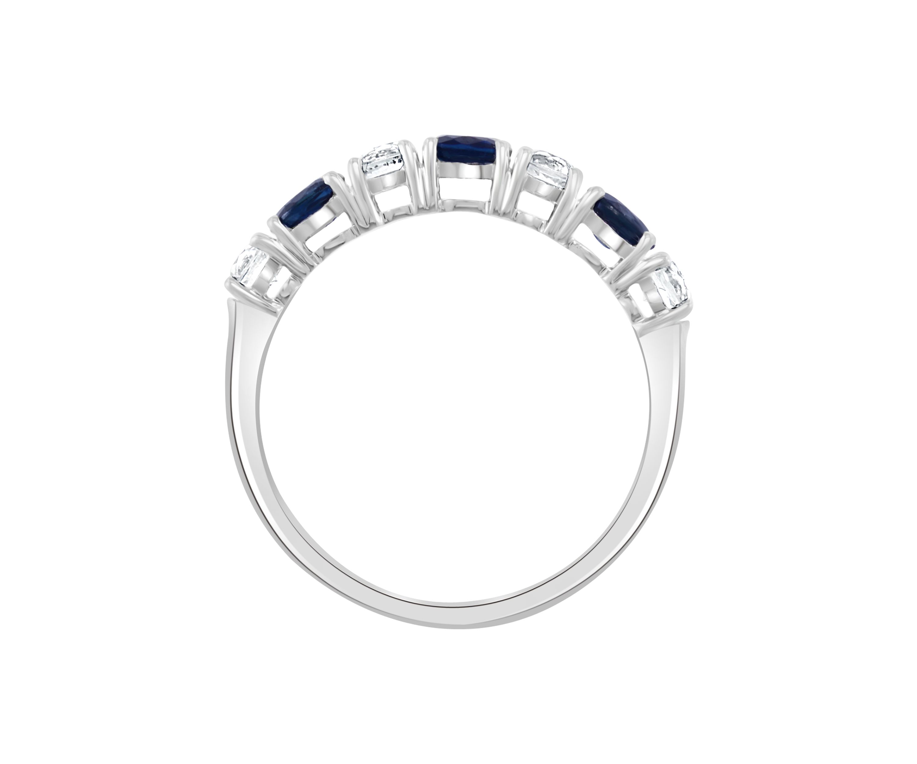 Natural Sapphire, White Sapphire Ring in 14K White Gold 