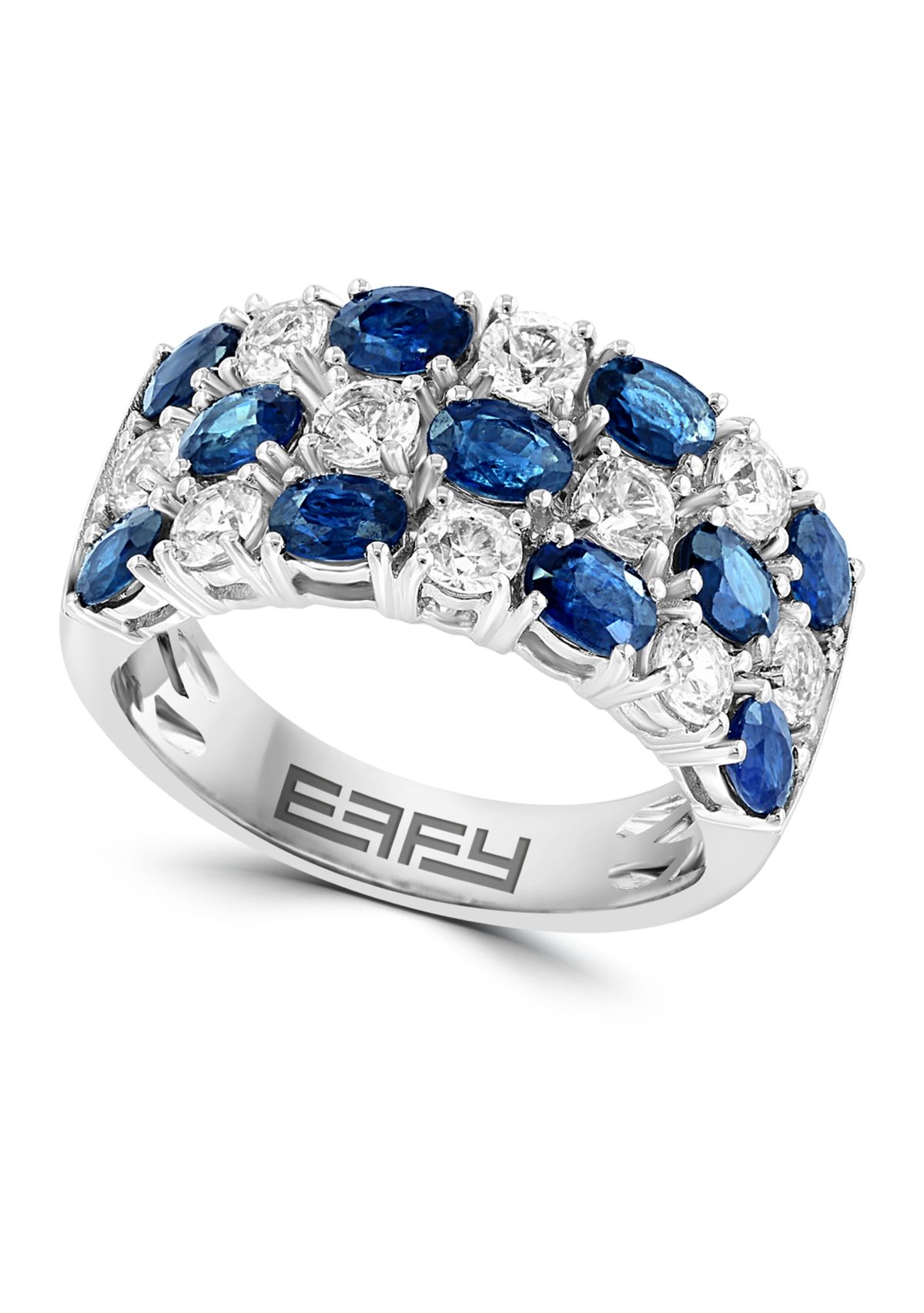 Natural Sapphire, White Sapphire Ring in 14K White Gold 