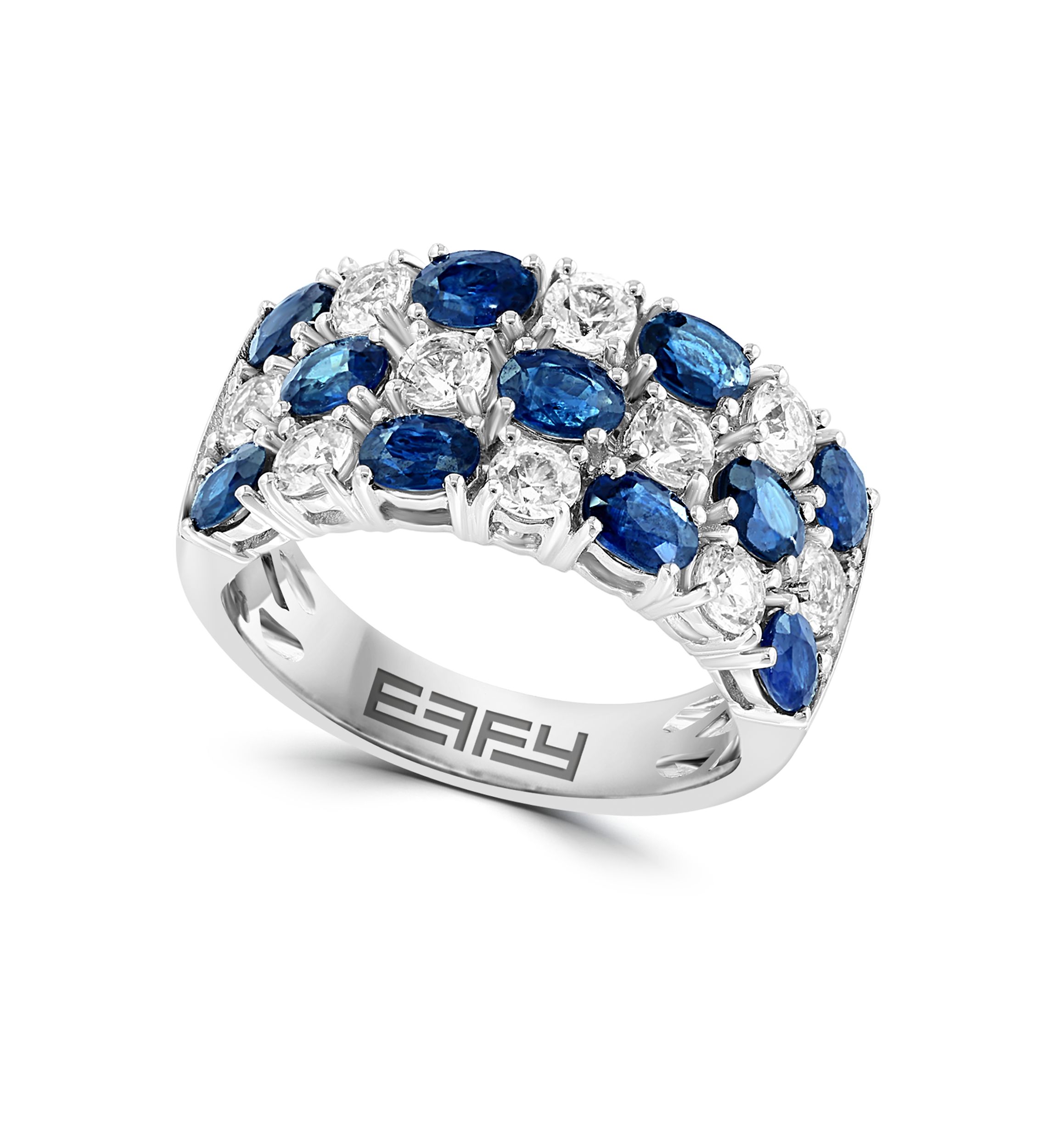 Natural Sapphire, White Sapphire Ring in 14K White Gold 