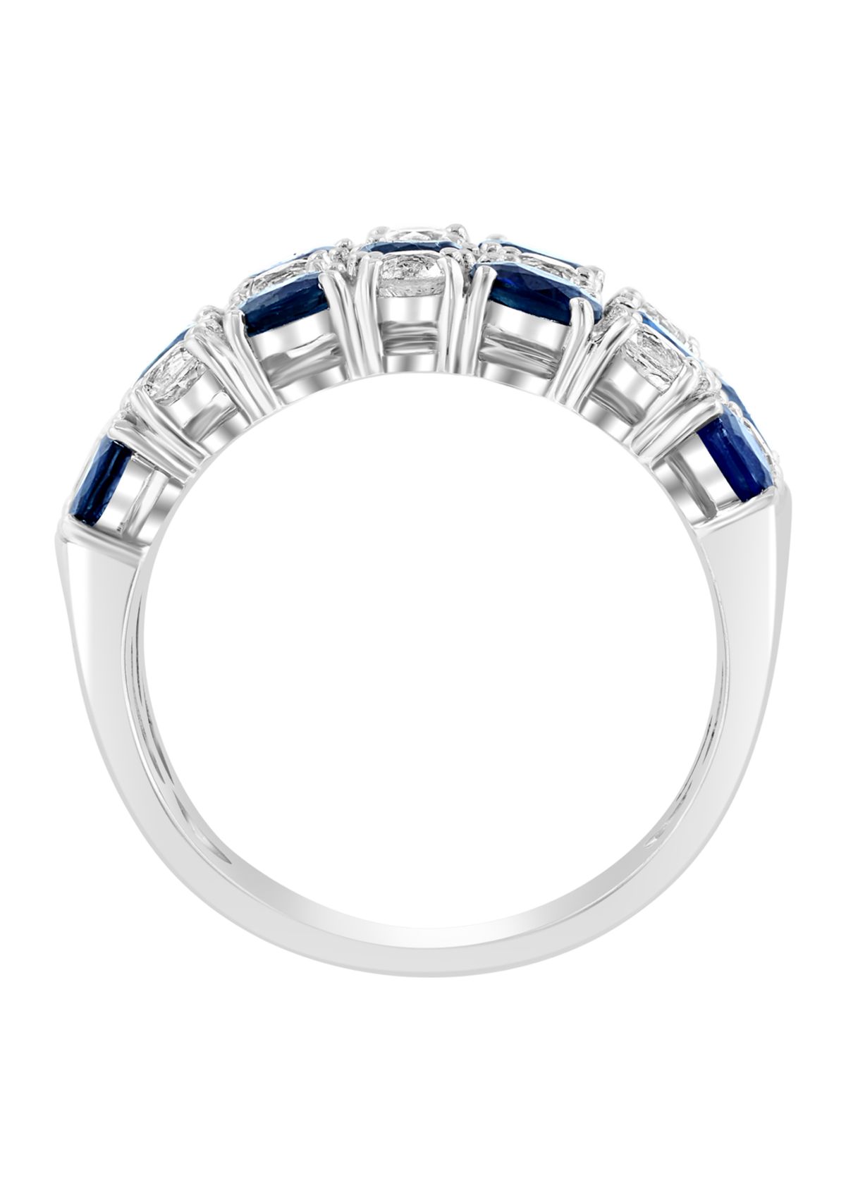 Natural Sapphire, White Sapphire Ring in 14K White Gold 