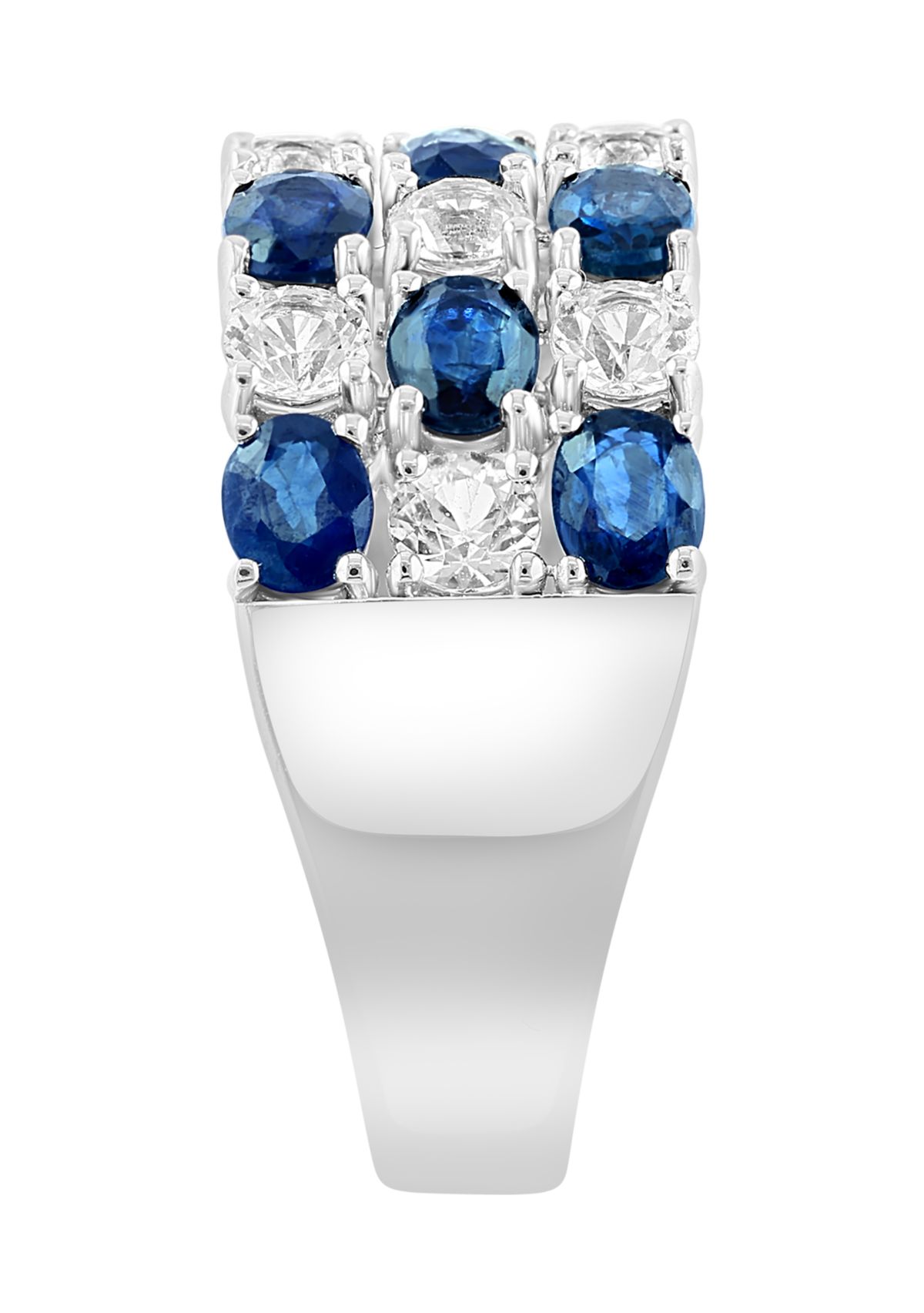 Natural Sapphire, White Sapphire Ring in 14K White Gold 