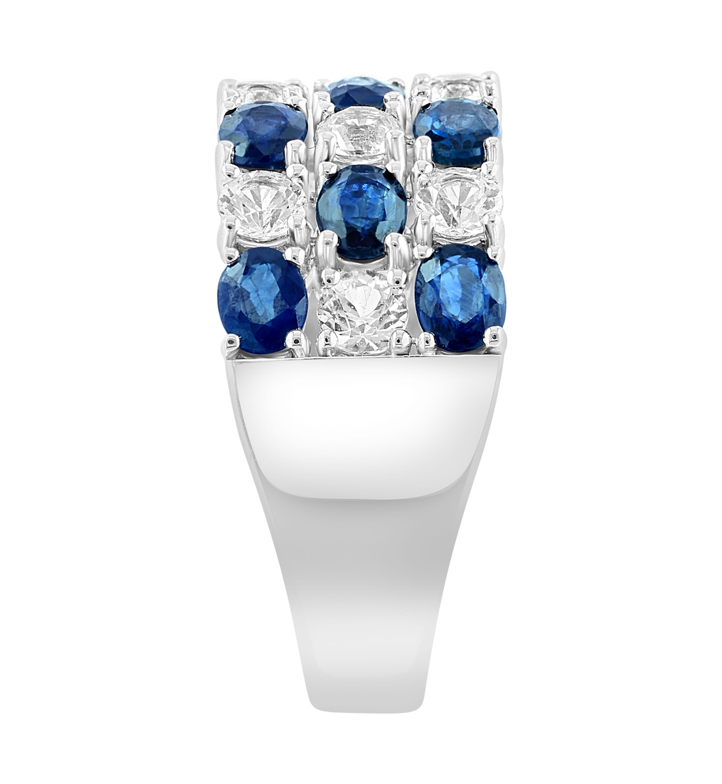 Natural Sapphire, White Sapphire Ring in 14K White Gold 
