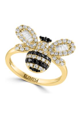 Effy 3/4 Ct. T.w. Diamond, Black Diamond, Bumblebee Ring In 14K Yellow Gold