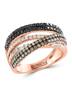 Effy 1.12 Ct. T.w. Multi Diamond Ring In 14K Rose Gold