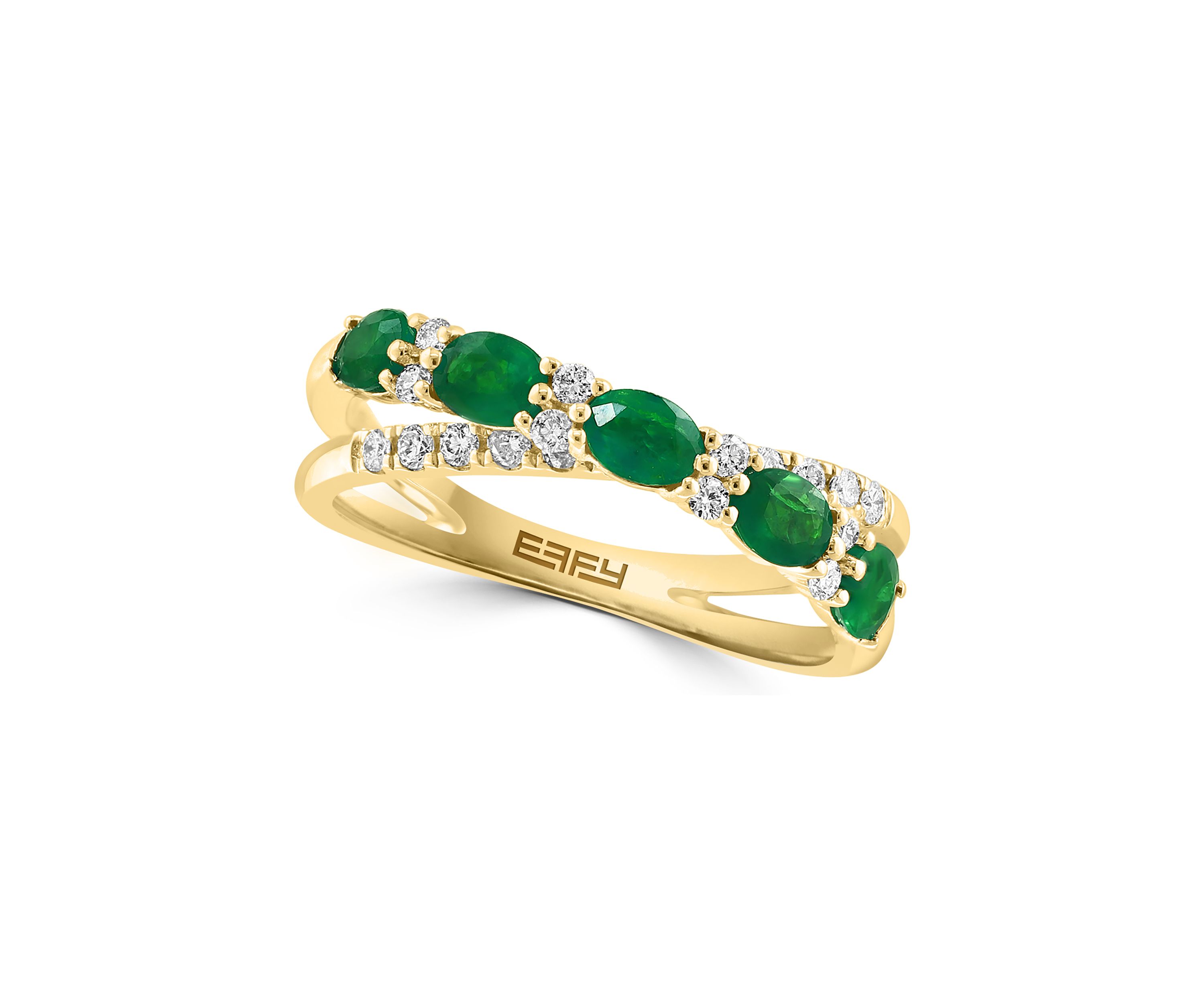 1/5 ct. t.w. Diamond and 7/8 ct. t.w. Emerald Ring in 14K Yellow Gold 