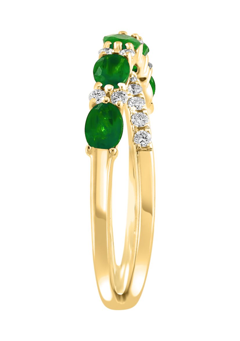 1/5 ct. t.w. Diamond and 7/8 ct. t.w. Emerald Ring in 14K Yellow Gold 