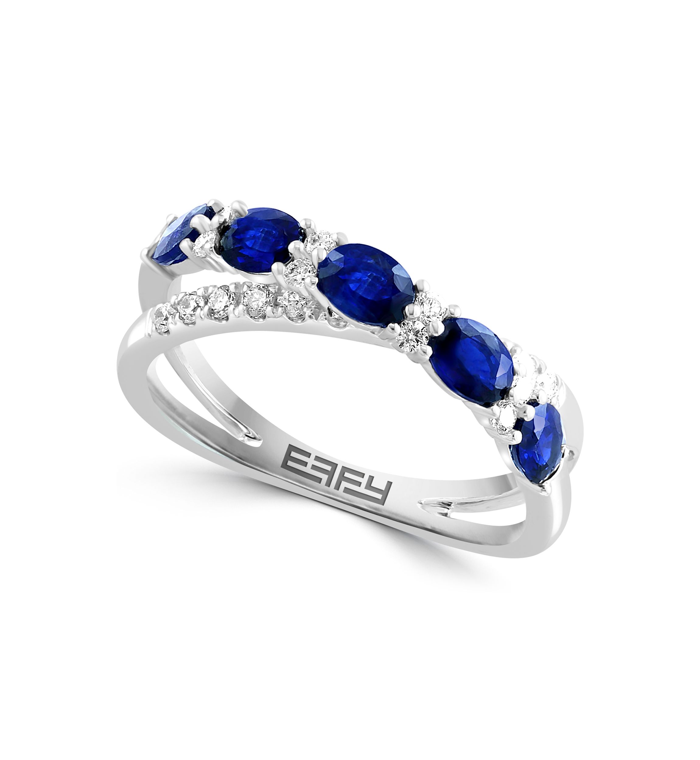 14K White Gold Diamond Natural Sapphire Ring