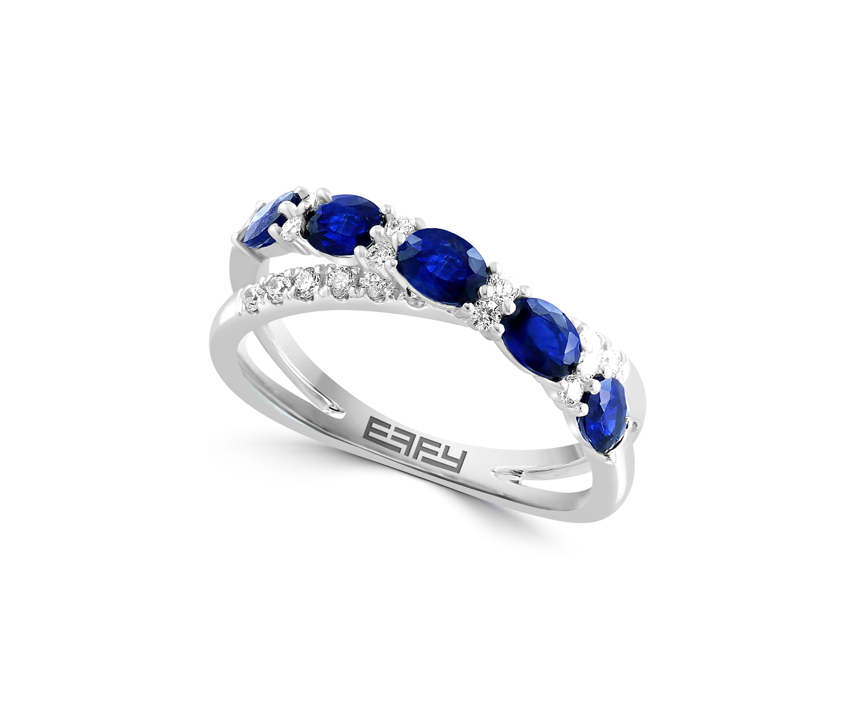 14K White Gold Diamond Natural Sapphire Ring
