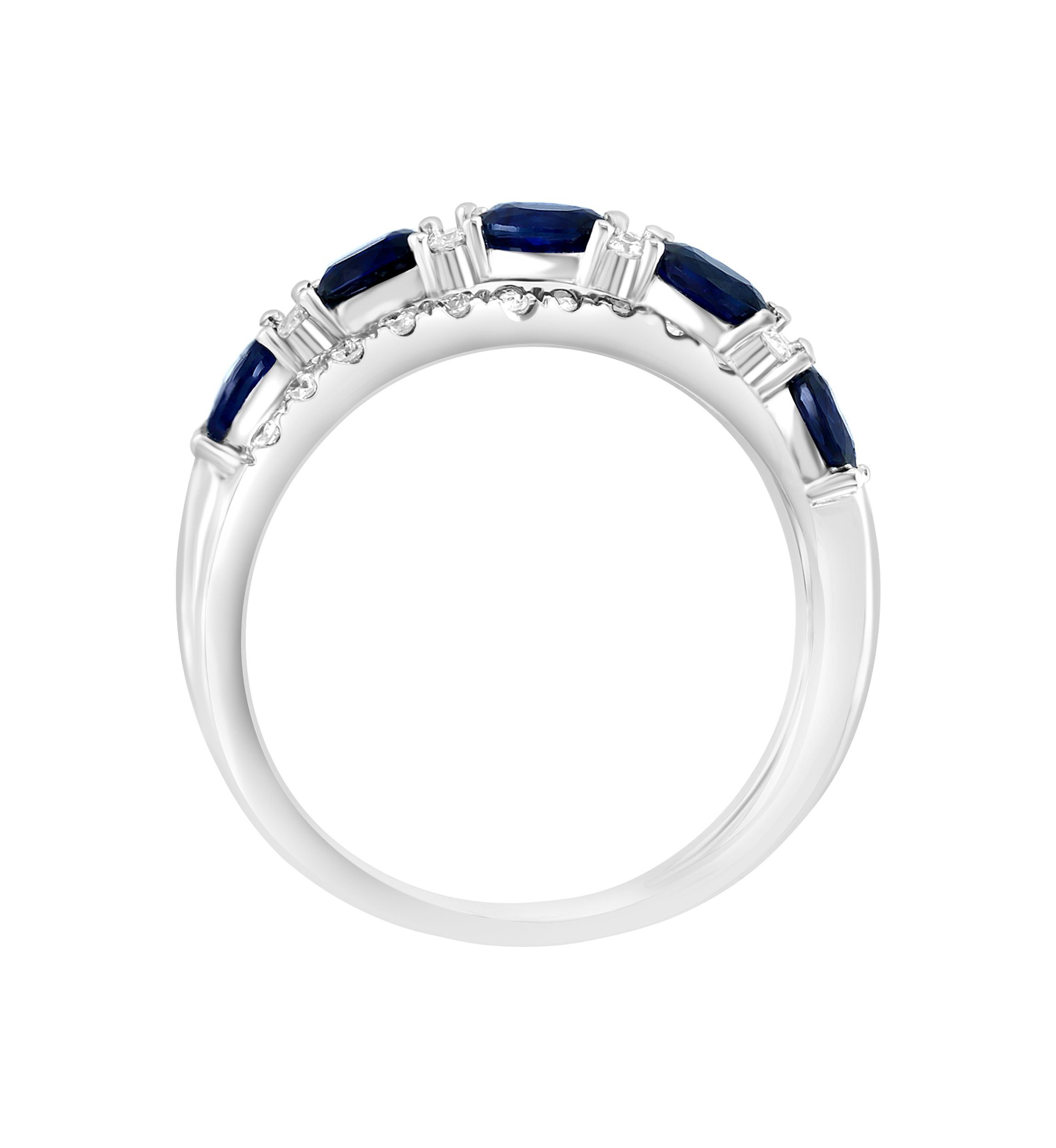14K White Gold Diamond Natural Sapphire Ring