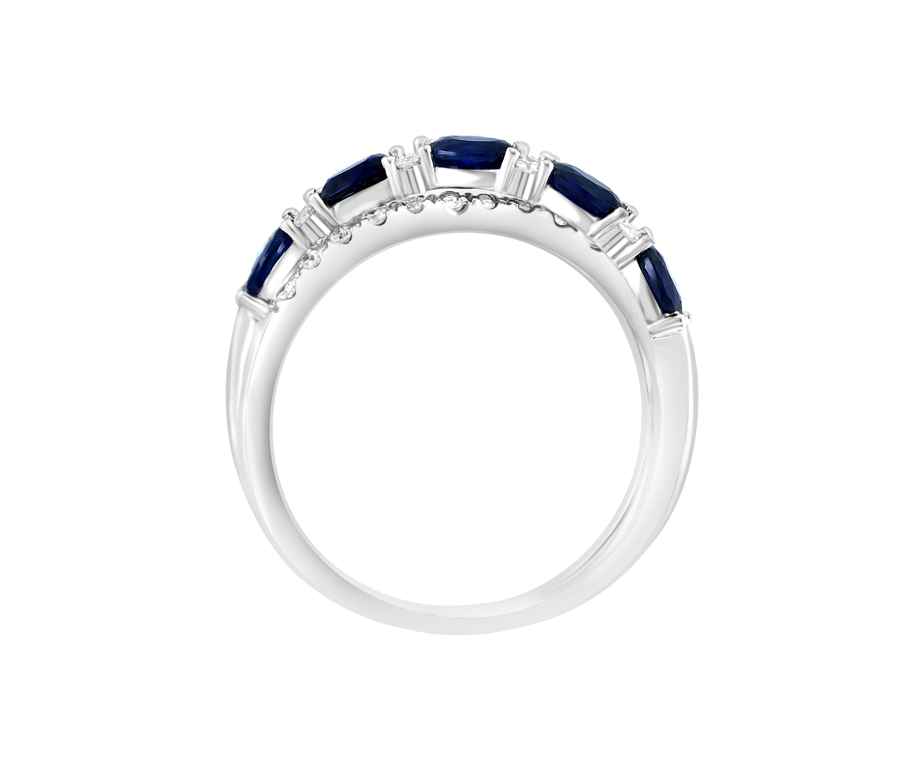 14K White Gold Diamond Natural Sapphire Ring