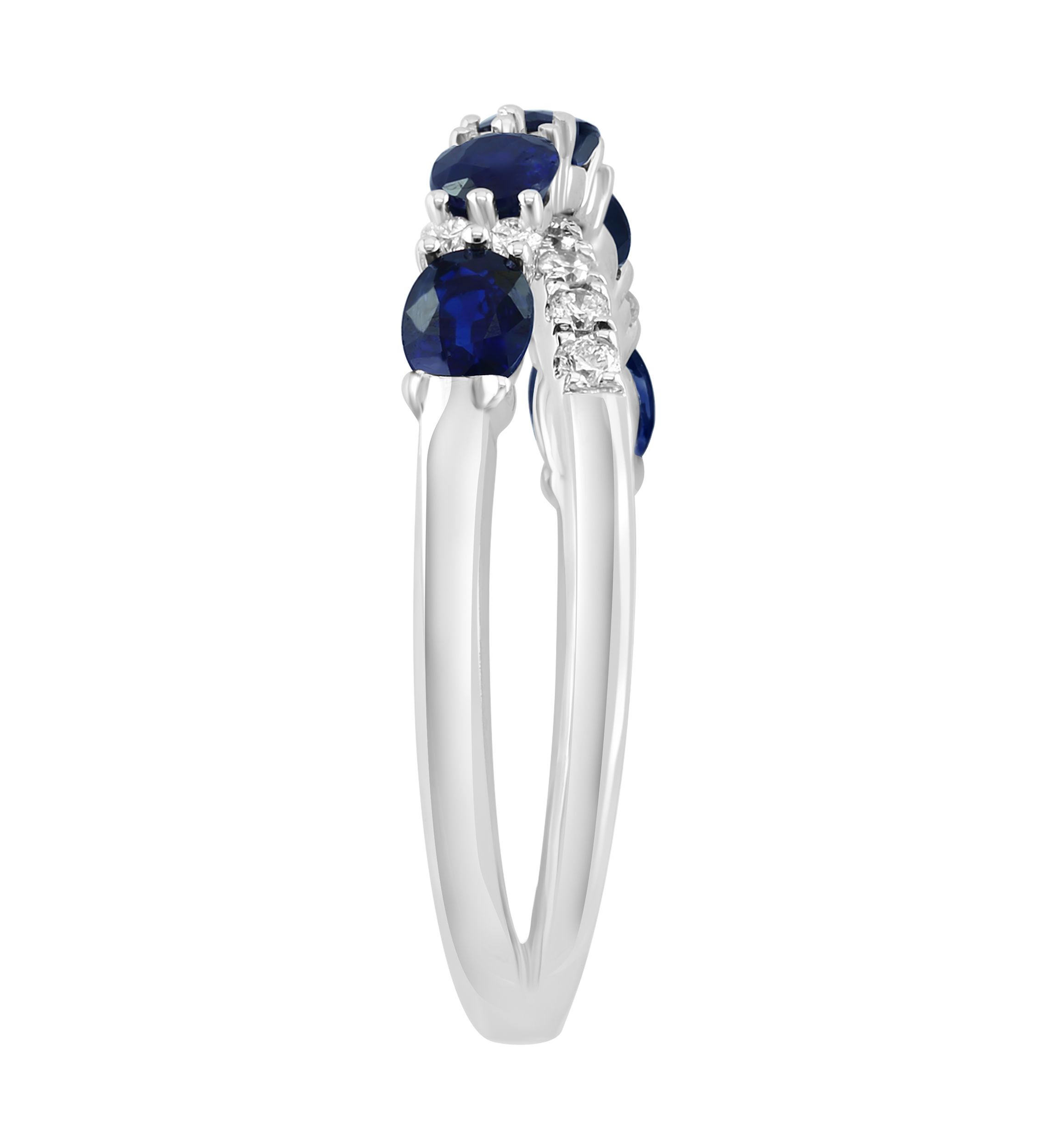 14K White Gold Diamond Natural Sapphire Ring