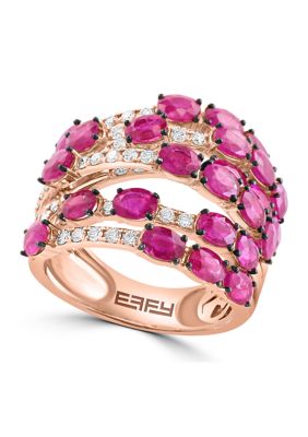 Effy 3/4 Ct. T.w. Ruby, 5.94 Ct. T.w. Diamond Ring In 14K Rose Gold, 7 -  0191120674629