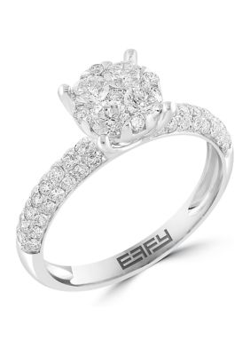 Effy 9/10 Ct. T.w. Diamond Cluster Ring In 14K White Gold, 7 -  0191120648811