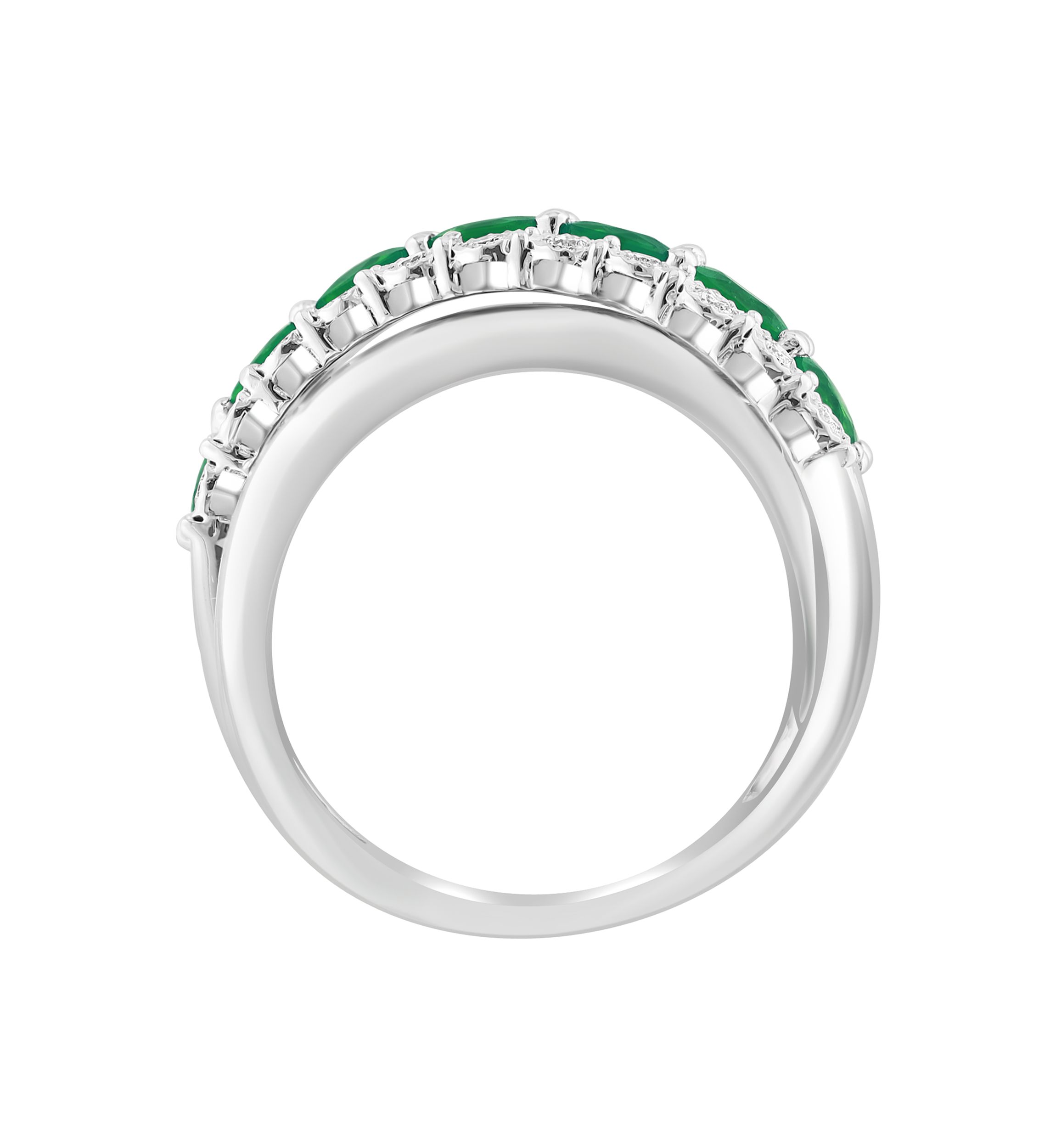 Diamond and Natural Emerald Ring in Sterling Silver