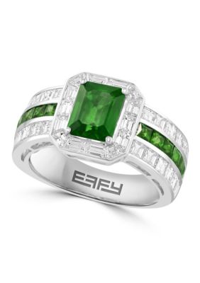 Effy Diamond And Natural Emerald Ring in 14K White Gold, 7